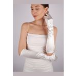 Hayalperest boncuk Saten Likrali Gelin Eldiveni 48 Cm Dans & Opera Eldiveni