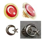 Hayalsepeti Türk Bayrağı Ve Ayyıldız Yaka Rozeti 2Li Set Metal Rozet Klipsli