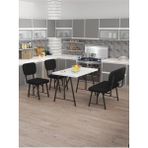 Hayat 70 x 110 Beyaz Mutfak Masası, Mutfak Masası Takımı, Yemek Masası, 2 Sandalye 1 Bench - Siyah