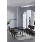 Hayat 70 x 110 cm Sabit Bendir Mutfak Masası, Mutfak Masası Takımı, Yemek Masası, 4 Kahverengi Sandalye
