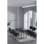 Hayat 70 x 110 cm Sabit Bendir Mutfak Masası, Mutfak Masası Takımı, Yemek Masası, 4 Lacivert Sandalye