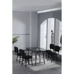 Hayat 70 x 110 cm Sabit Bendir Mutfak Masası, Mutfak Masası Takımı, Yemek Masası, 4 Siyah Sandalye