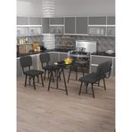 Hayat 70x110 Bendir Mutfak Masası, Mutfak Masası Takımı, Yemek Masası, 2 Sandalye 1 Bench - Antrasit Antrasit