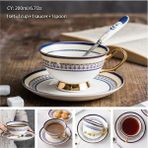 Hayat Ağacı 200 ml Avrupa Asil Kemik Çini Kahve Fincanı Tabağı Kaşık Seti 200 ml Lüks Seramik Kupa Üst Sınıf Porselen Çay Bardağı Cafe Parti Drinkware (Yurt Dışından) - 1 Adet - Renkli - 1 lt