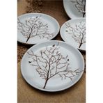 Hayat Ağacı 6 Adet 12 Cm Porselen Çay Tabağı Kırık Beyaz ZHR06CT01Y01R0401