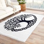 Hayat Ağacı Halısı - İskandinav Mitolojisi Alan Halısı, Oturma Odası ve Yatak Odası için, Yumuşak Yıkanabilir Kaymaz Halı, Büyük Dekoratif Mat 160 x 230 cm