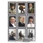 Hayat Poster 9 Parça Karışık Ahşap Tablo Seti Mustafa Kemal Atatürk çerçeve görünümlü poster seti