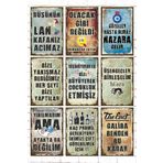 Hayat Poster 9 Parça Karışık Yazılı Ahşap Tablo Seti komik sözler duvar yazıları