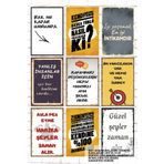 Hayat Poster 9 Parça Karışık Yazılı Ahşap Tablo Seti umurumda değil komik eprili atarlı sözler duvar yazıları
