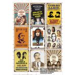 Hayat Poster 9 Parça Karışık Yazılı Ahşap Tablo Seti yeşilçam türk sineması portreler sahneler replikler poster