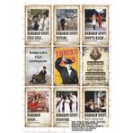 Hayat Poster 9 Parça Karışık Yazılı Ahşap Tablo Seti yeşilçam türk sinemasının unutulmaz filmleri oyuncuları