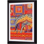 Hayat Poster Afrika Desenleri Fil Sanatsal Çerçeve Görünümlü Ahşap Tablo