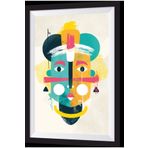Hayat Poster Afrika Mask -3 Sanatsal Çerçeve Görünümlü Ahşap Tablo