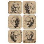Hayat Poster albert einstein fizik kimya atom uzay bilim temalı ev dekor 6lı retro ahşap bardak atlığı seti