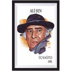 Hayat Poster Ali Şen Üç Kağıtçı Yeşilçam Çerçeve Görünümlü Retro Ahşap Poster
