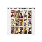 Hayat Poster anime manga çizgi roman karakterleri ev genç odası dekorasyon 15 adet mini ahşap tablo poster seti