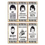 Hayat Poster Arabesk Müslüm Ahmet Kaya Neşet Ertaş Duvar Yazıları 6lı Mini Retro Ahşap Poster Seti