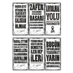 Hayat Poster Atatürk Sözleri Motivasyon Duvar Yazıları 6lı Mini Retro Ahşap Poster Seti