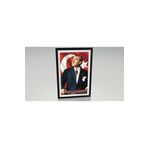 Hayat Poster ay yıldızlı Türk Bayraklı Mustafa Kemal Atatürk çerçeve görünümlü tablo retro ahşap poster