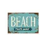 Hayat Poster Beach Sahil Plaj Deniz Yolu Sokak Tabelası Retro Ahşap Poster