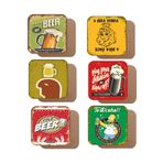 Hayat Poster Bira Temalı 6lı Retro Ahşap Bardak Altlığı Seti 753951852456