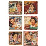 Hayat Poster cafe de paris fransa paris eyfel kafe kahve mutfak dekor estetik retro 6lı ahşap bardak atllığı seti
