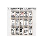 Hayat Poster çay sözleri duvar yazıları ev mutfak cafe dekorasyon 15 adet mdf ahşap tablo poster seti