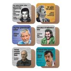 Hayat Poster Deniz Gezmiş, Che, Adnan Yücel, Ahmet Telli, Devrim Temalı 6lı Ahşap Bardak Altlığı Seti
