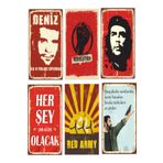 Hayat Poster Devrim Che Ahmet Kaya 6lı Retro Ahşap Poster Seti