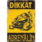 Hayat Poster Dikkat Motor Adrenalin Uyarı Levhası Retro Ahşap Poster