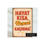 Hayat Poster hayat kısa neşeni kaçırma komik eğlenceli motivasyon sözleri duvar yazıları retro ahşap poster tablo