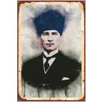 Hayat Poster Kalpaklı Atatürk Yağlı Boya Retro Ahşap Poster 770
