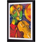 Hayat Poster Keman Çalan Müzisyen Sanatsal Çerçeve Görünümlü Ahşap Tablo