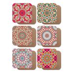 Hayat Poster Kilim Motifli Mandala 6lı Ahşap Bardak Altlığı Seti