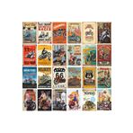 Hayat Poster klasik motosiklet poster seti. Route 66 ve pin up kızlarıyla. 24 adet mini retro ahşap poster