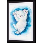 Hayat Poster Minnoş Kedi Sanatsal Çerçeve Görünümlü Ahşap Tablo