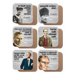 Hayat Poster Mustafa Kemal Atatürk Ahşap Bardak Altlığı Seti 6lı