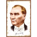 Hayat Poster Mustafa Kemal Atatürk Portre Retro Ahşap Poster