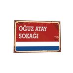 Hayat Poster Oğuz Atay Sokağı Tabela Tarz Retro Ahşap Poster 809