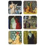 Hayat Poster Osman Hamdi Bey kaplumbağa terbiyecisi ve diğer resimlerinden 6lı ahşap bardak altlığı seti