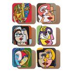 Hayat Poster Picasso Tarz Modern 6lı Ahşap Bardak Altlığı Seti