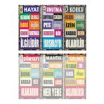 Hayat Poster Renkli Eğlenceli Motivason Duvar Yazıları 6lı Mini Retro Ahşap Poster Seti