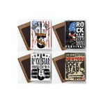 Hayat Poster rock müzik gitar ahşap magnet 4lü buzdolabı süsü seti