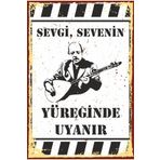 Hayat Poster Sevgi Sevenin Yüreğinde Neşet Ertaş Retro Ahşap Poster