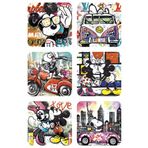 Hayat Poster snopy mickey mouse minnie mause çizgi film genç çocuk retro ahşap 6lı bardak altlığı seti