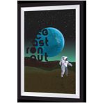Hayat Poster Uzaydaki Astronot Sanatsal Çerçeve Görünümlü Ahşap Tablo