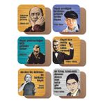 Hayat Poster Yılmaz Güney, Ahmet Arif, Kafka, Sartre, Attila Ilhan, Bukowski 6lı Ahşap Bardak Altlığı Seti