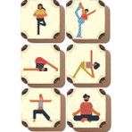 Hayat Poster Yoga ve Hareketleri Temalı 6lı Retro Ahşap Bardak Altlığı Seti