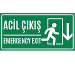 Hayg Equipment Acil Durum Çıkış Levhası Aşağı Yön – Emergency Exit Kapı Yön Işareti - 15x30 cm - Dekota