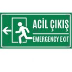 Hayg Equipment Acil Durum Çıkış Levhası Sol Yön – Emergency Exit Kapı Yön Işareti - 12,5x25 cm - Dekota